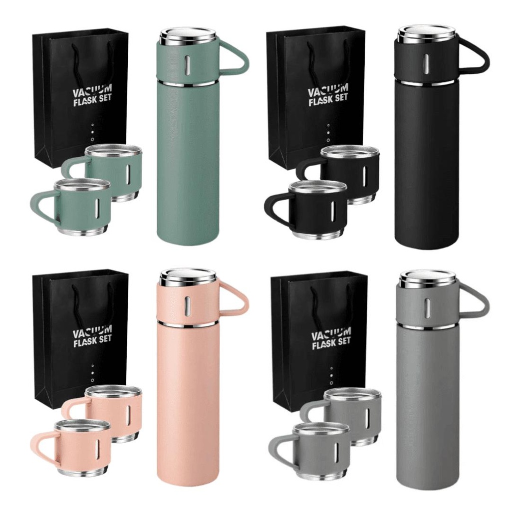 Set de Termo con dos Tazas de Acero Inoxidable
