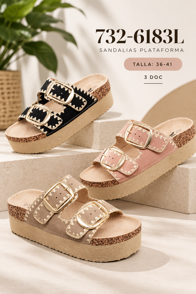 Sandalias de Plataforma Doble Hebilla- Estilo Casual Chic