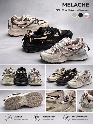 [B191] Zapatilla para Dama con Cordón Grueso - Deportiva