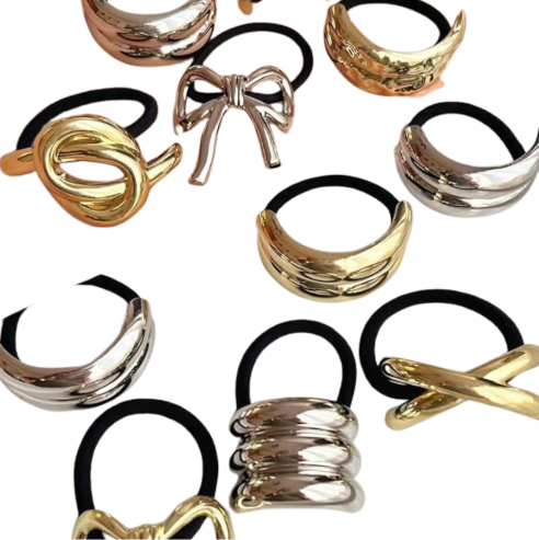 [HMP-3702] Colas Para el Cabello Dorados y Plateados